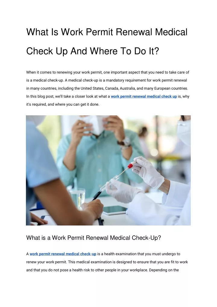 what is work permit renewal medical