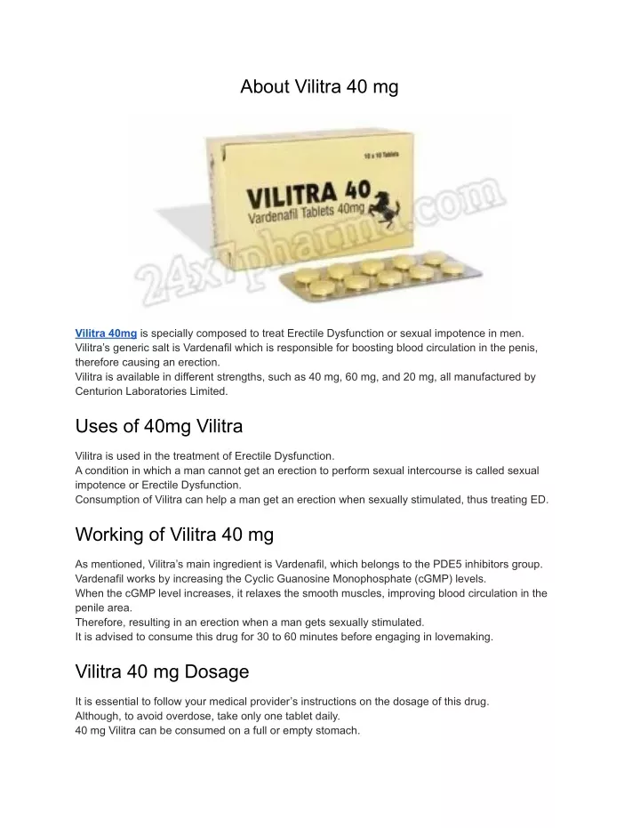 about vilitra 40 mg