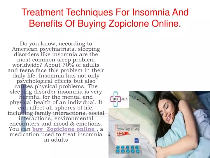 treatment techniques for insomnia and benefits of buying zopiclone online