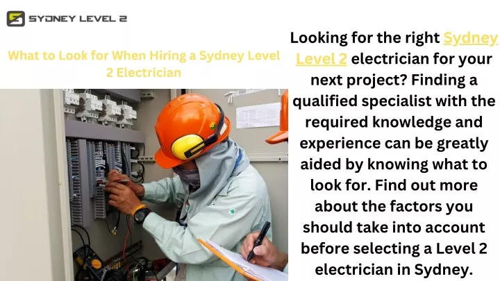 looking for the right sydney level 2 electrician