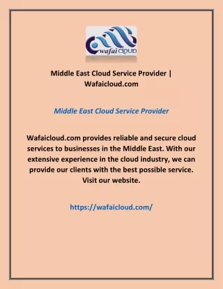 Middle East Cloud Service Provider | Wafaicloud.com