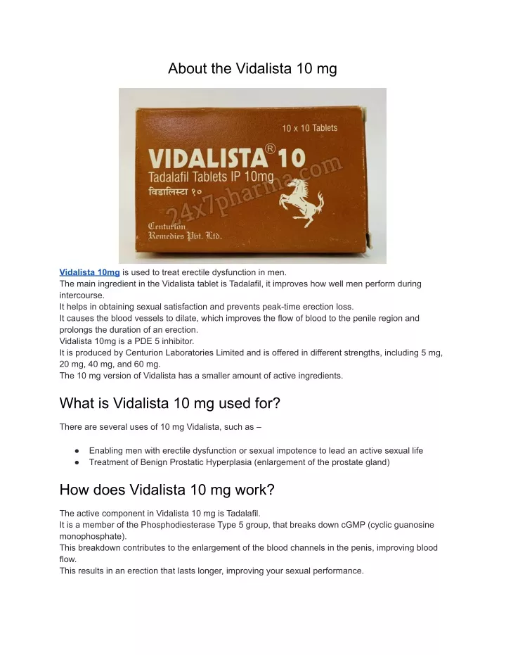 about the vidalista 10 mg