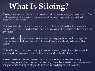 what is siloing