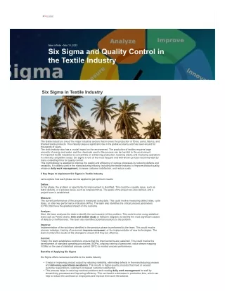 Six Sigma and Quality Control in the Textile Industry -faberInfinite