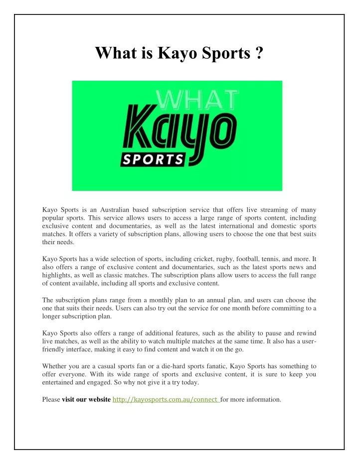 what is kayo sports
