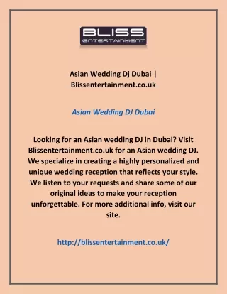 Asian Wedding Dj Dubai | Blissentertainment.co.uk