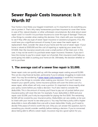 1. Sewer Repair Costs Insurance