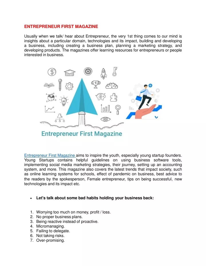 entrepreneur first magazine usually when we talk