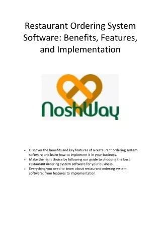 restaurant ordering system software benefits
