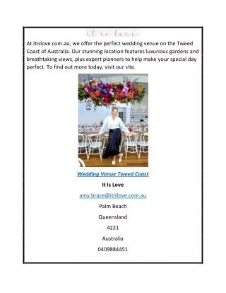 Wedding Venue Tweed Coast | Itislove.com.au