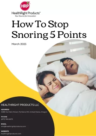 How To Stop Snoring 5 Points  Healthright Products  Quality Products