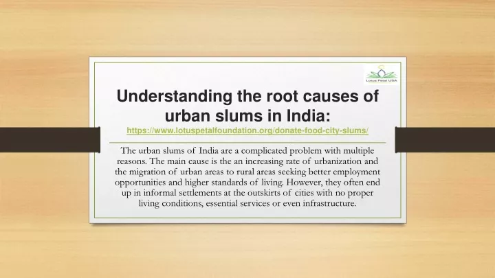 understanding the root causes of urban slums