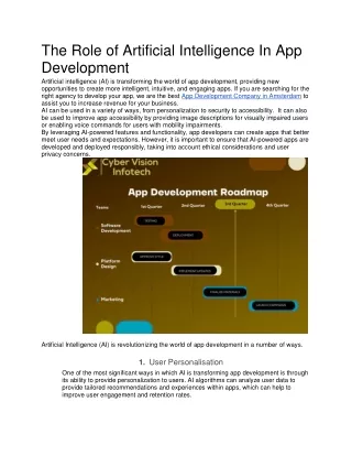 The Role of Artificial Intelligence In App Development
