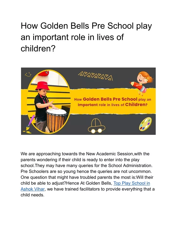 how golden bells pre school play an important