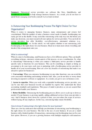 outsourcing bookkeeping services
