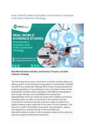 Real-World Evidence Studies_ Introduction, Purpose, and Data Collection Strategy