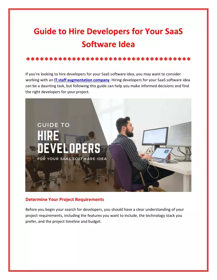 guide to hire developers for your saas software