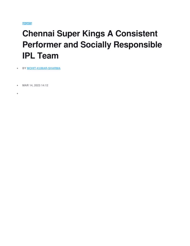 sports chennai super kings a consistent performer
