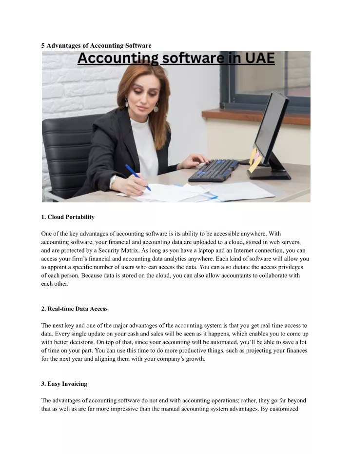 5 advantages of accounting software
