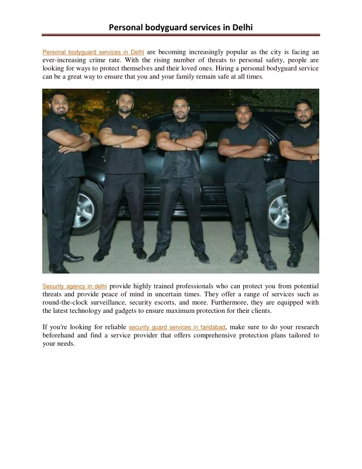personal bodyguard services in delhi