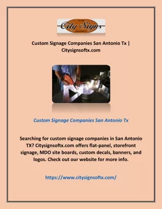 Custom Signage Companies San Antonio Tx | Citysignsoftx.com