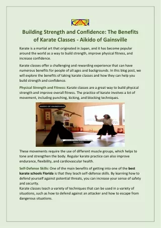 Get the best karate schools in Florida - Aikido of Gainesville