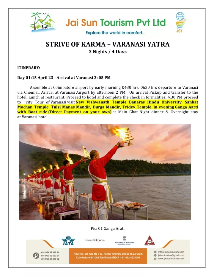 strive of karma varanasi yatra 3 nights 4 days