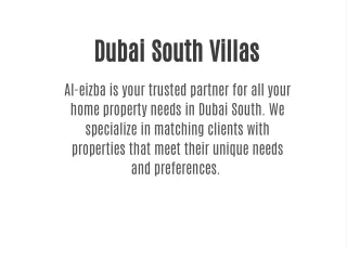 Al-eizba: You Home Partner for Best Properties in South Dubai