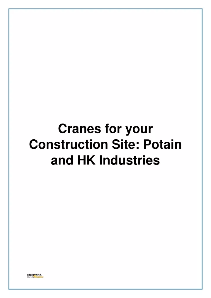 cranes for your construction site potain