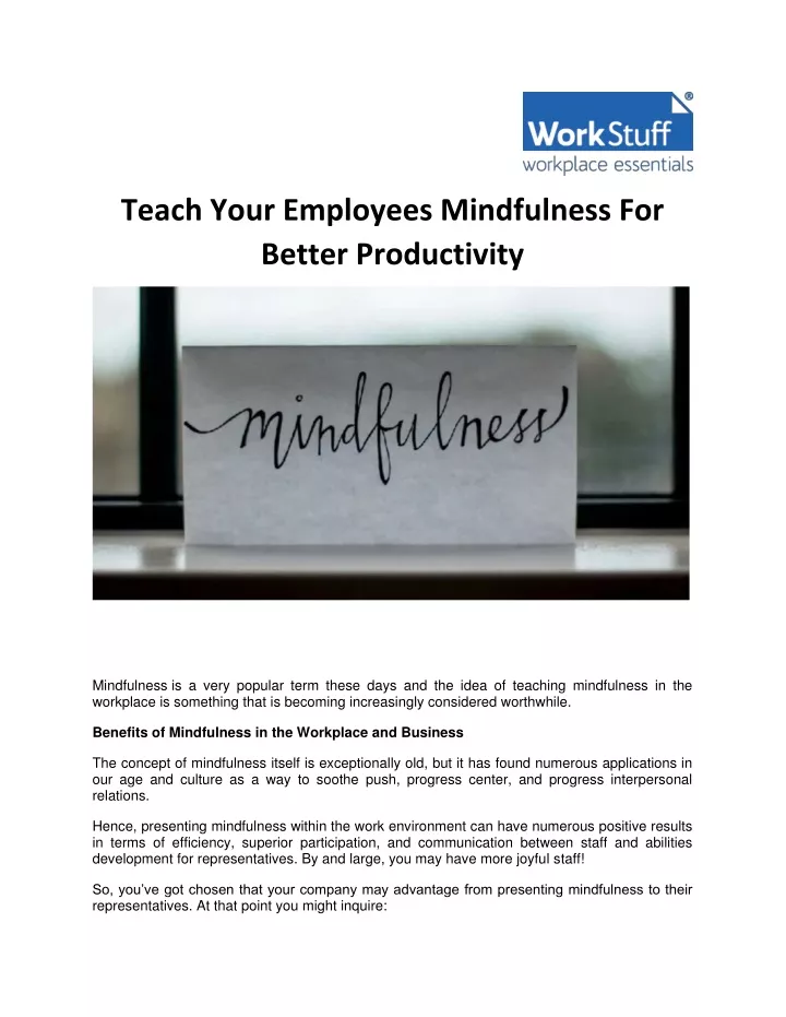 teach your employees mindfulness for better