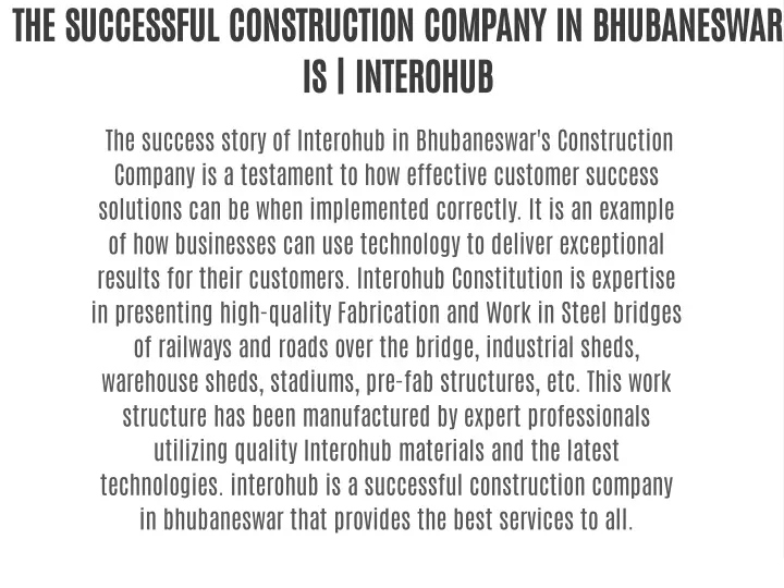 the successful construction company