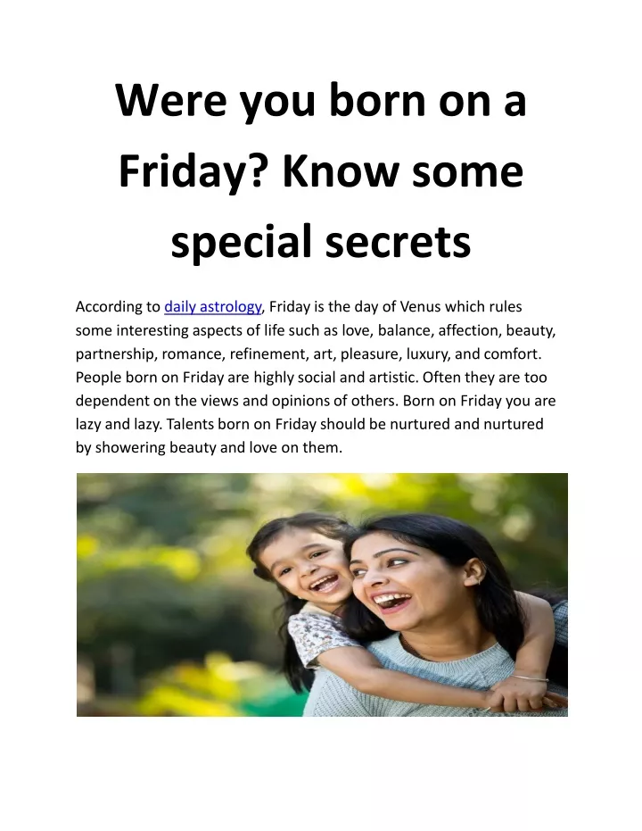 were you born on a friday know some special secrets