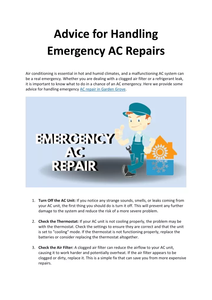 advice for handling emergency ac repairs