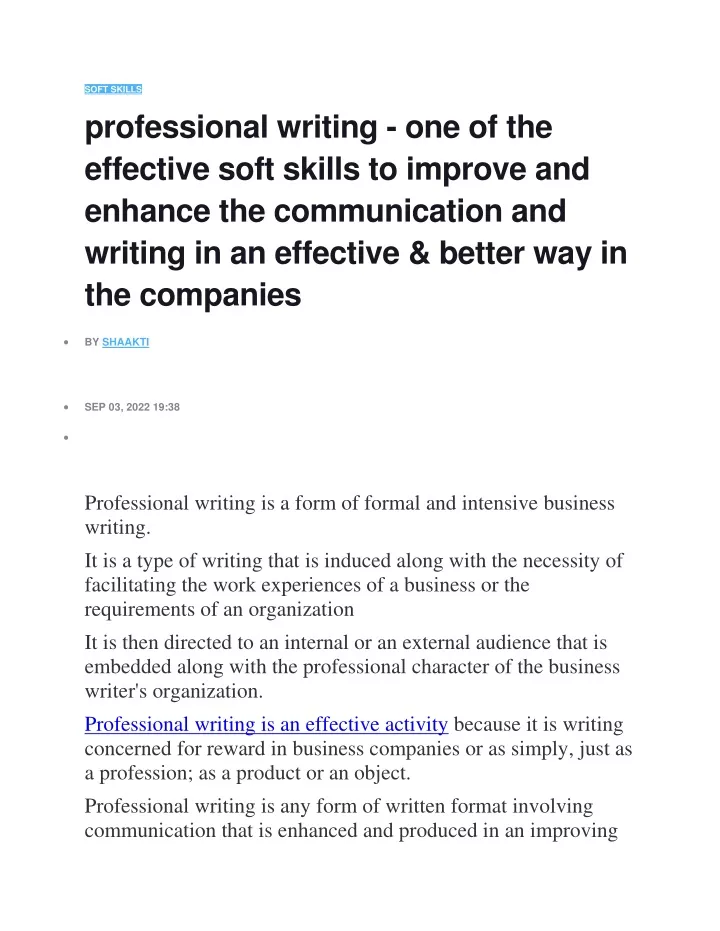 soft skills professional writing