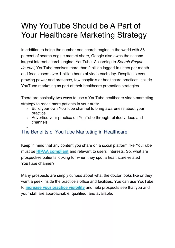 why youtube should be a part of your healthcare