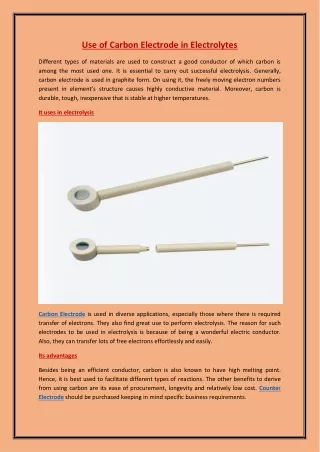 Use of Carbon Electrode in Electrolytes