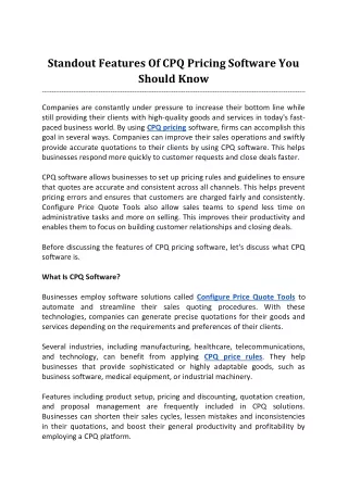 standout features of cpq pricing software
