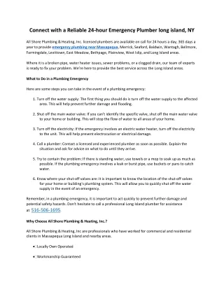 Connect With a Reliable 24-hour Emergency Plumber long island, NY_Edited