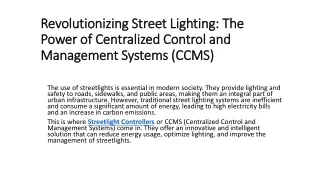 Revolutionizing Street Lighting