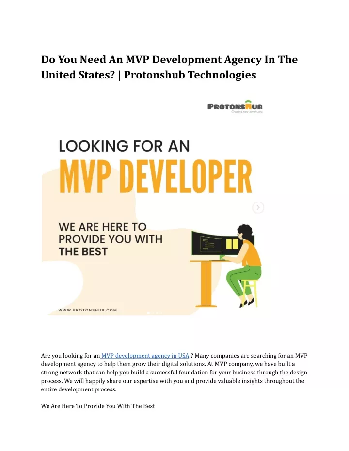 do you need an mvp development agency