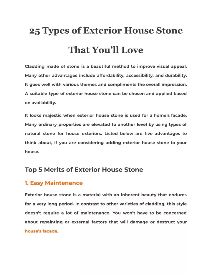 25 types of exterior house stone
