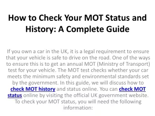 how to check your mot status and history a complete guide