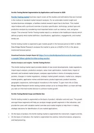 ferritin testing market segmentation