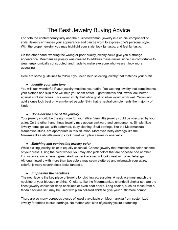 the best jewelry buying advice