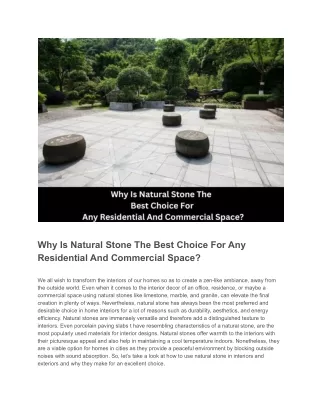 Why Is Natural Stone The Best Choice For Any Residential And Commercial Space