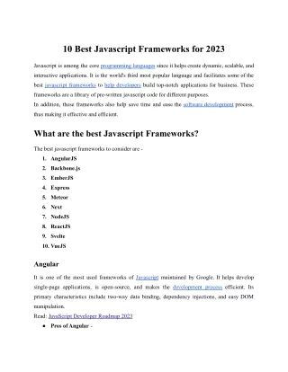 10 Best Javascript Frameworks for 2023