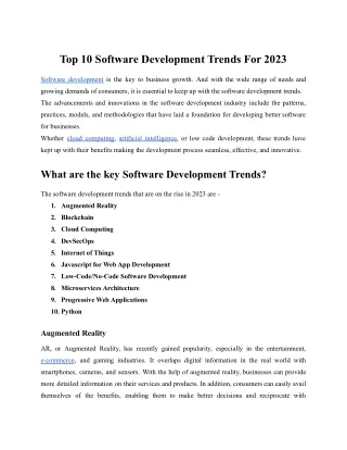 Top 10 Software Development Trends For 2023