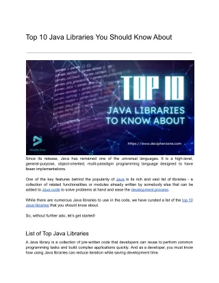 Top 10 Java Libraries You Should Know About in 2023