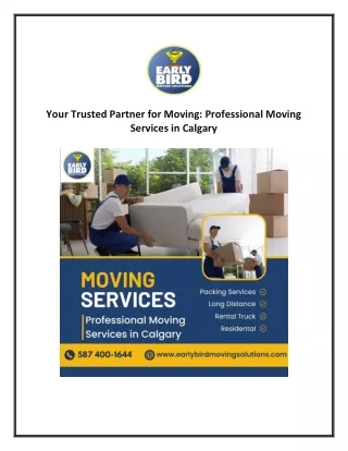 Your Trusted Partner for Moving: Professional Moving Services in Calgary