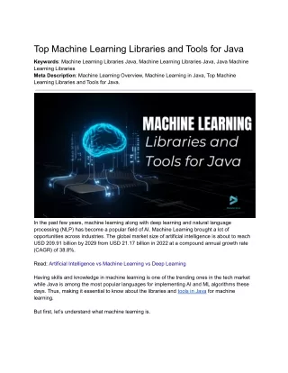 Top 15 Machine Learning Libraries and Tools for Java